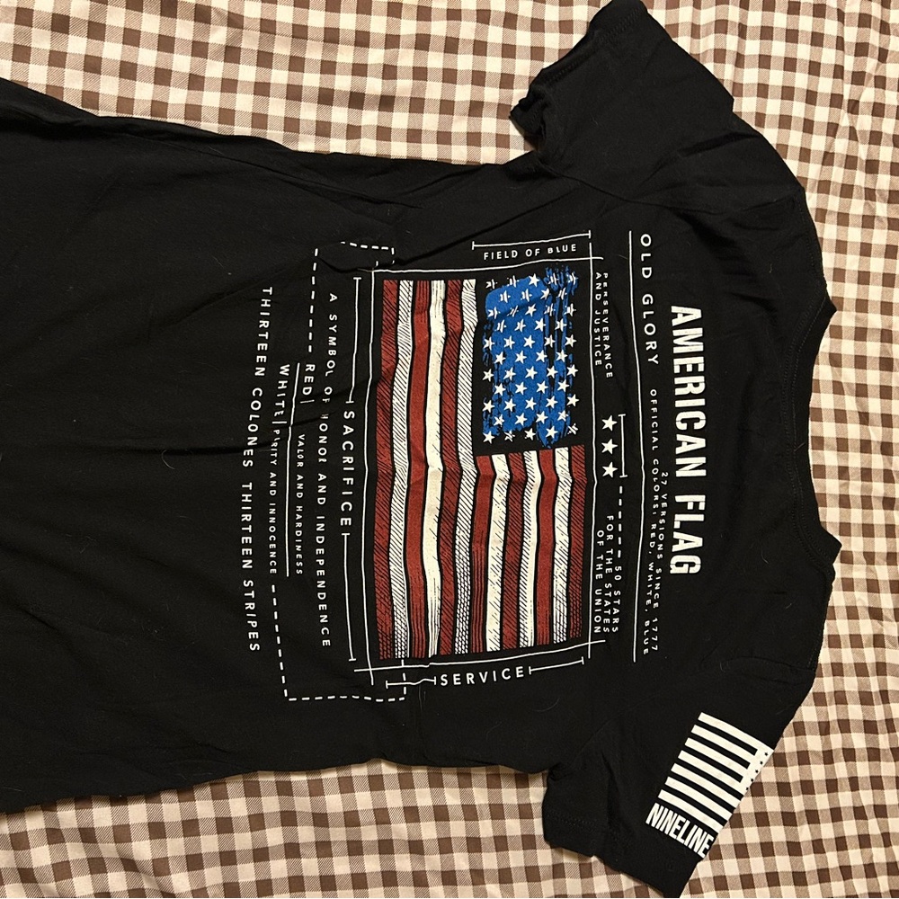 Nine Line American Flag Black Tee size small